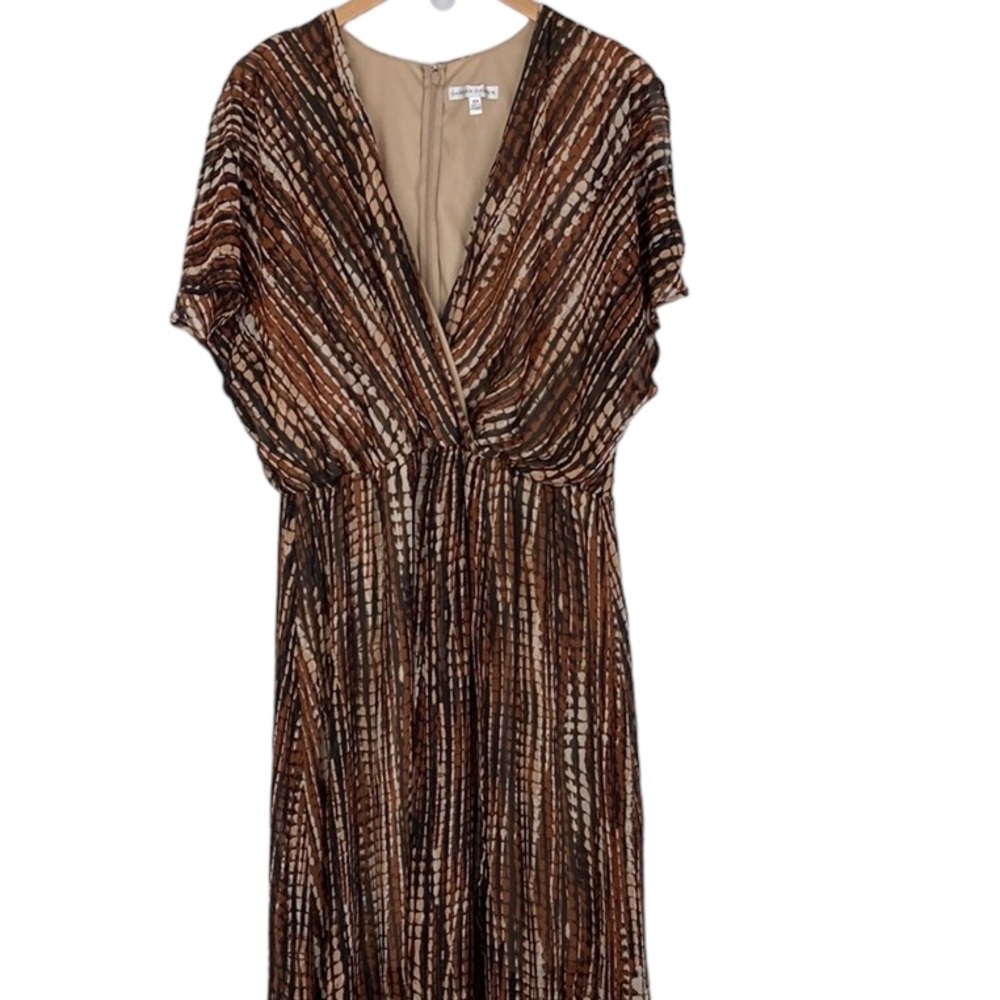 Sandra Darren Brown Black Neutral Print Dress stylish comfortable flattering - Picture 13 of 14